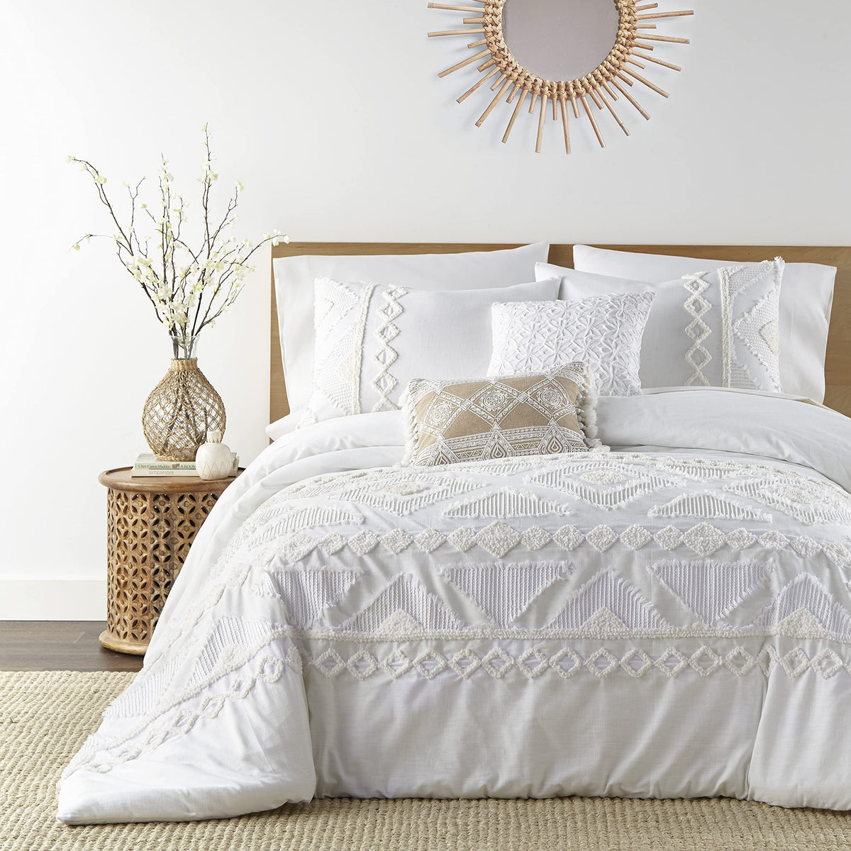 Levtex Home - Harleson Duvet Cover Set - Full/Queen Duvet Cover + Two Standard Pillow Cases - Tufted Chenille Frayed Tribal In W