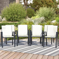 Outdoor Patio Chairs Set Of 8, Blue Stackable Patio Chairs, Sling Chairs With High Back, Metal Outdoor Chairs For Lawn, Garden,