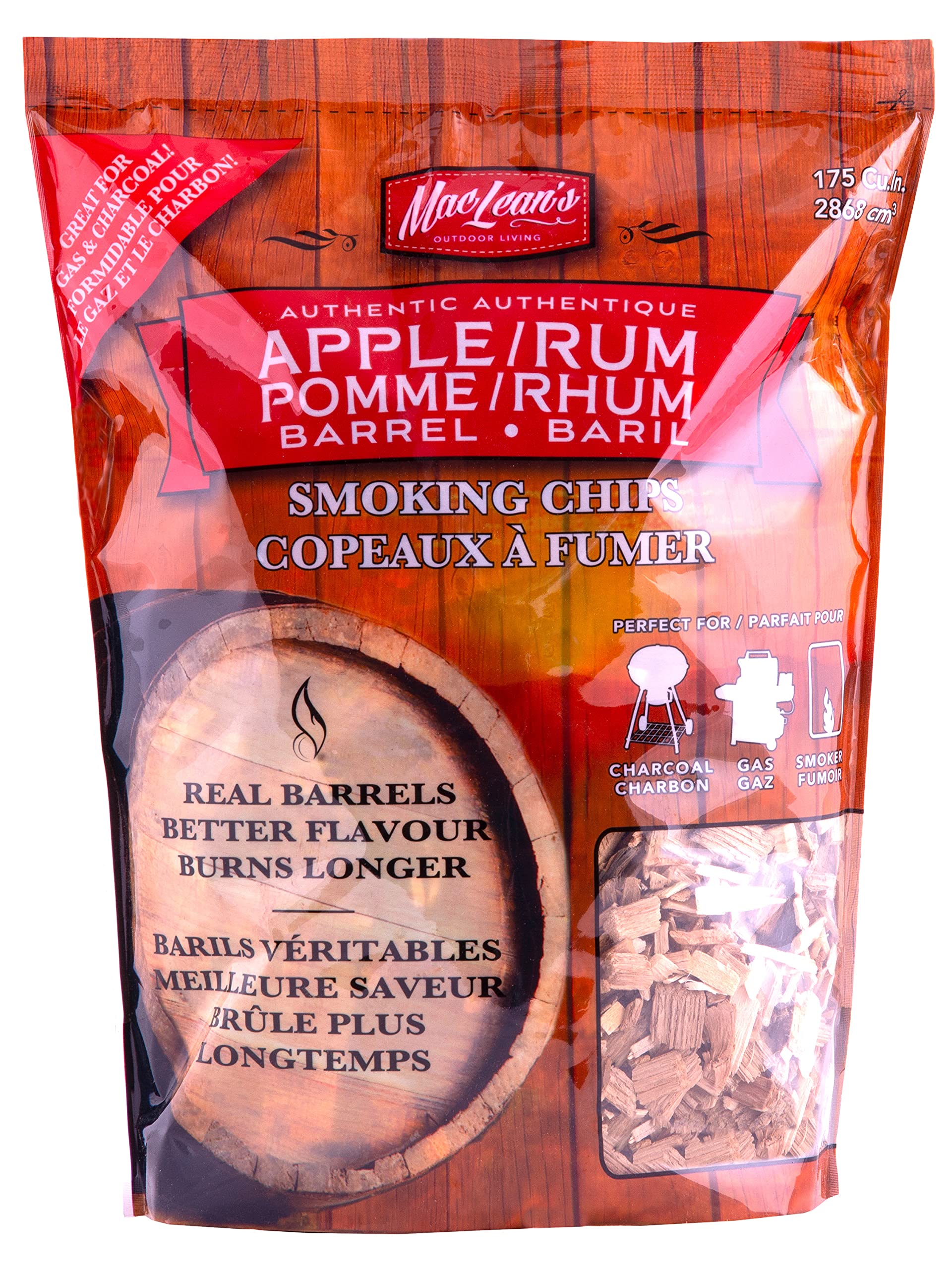 Maclean'S Authentic Apple/Rum Barrel Blend Smoking Chips, 175 Cu. In. Bag