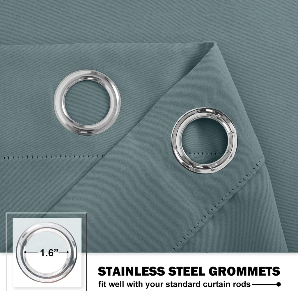 Nicetown Blackout Tiers Short Curtains For Bathroom Window 2 Panels Grommet Thermal Insulated Cafe Curtain For Kitchen/Nursery/Basement Small Windows, 26' Wide By 36' Long, Greyish Blue