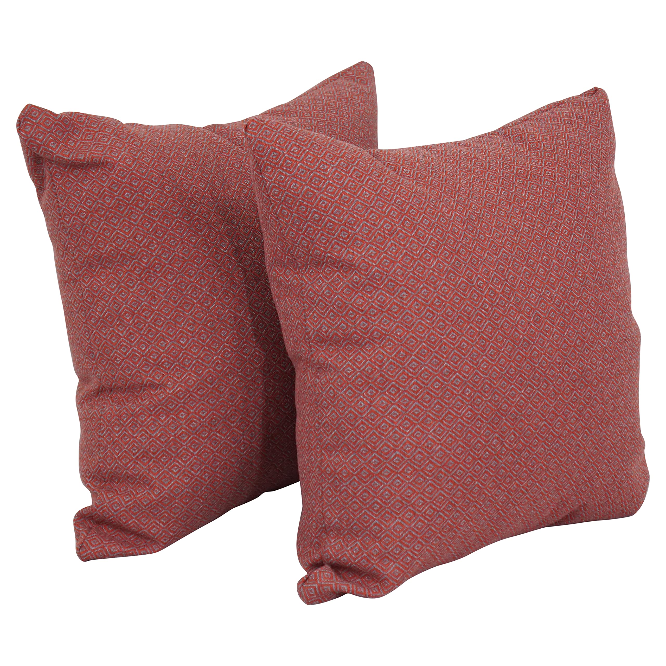 Blazing Needles Square Polyester Jacquard Throw Pillows, 17", Hazeltsb Paprik 2 Count