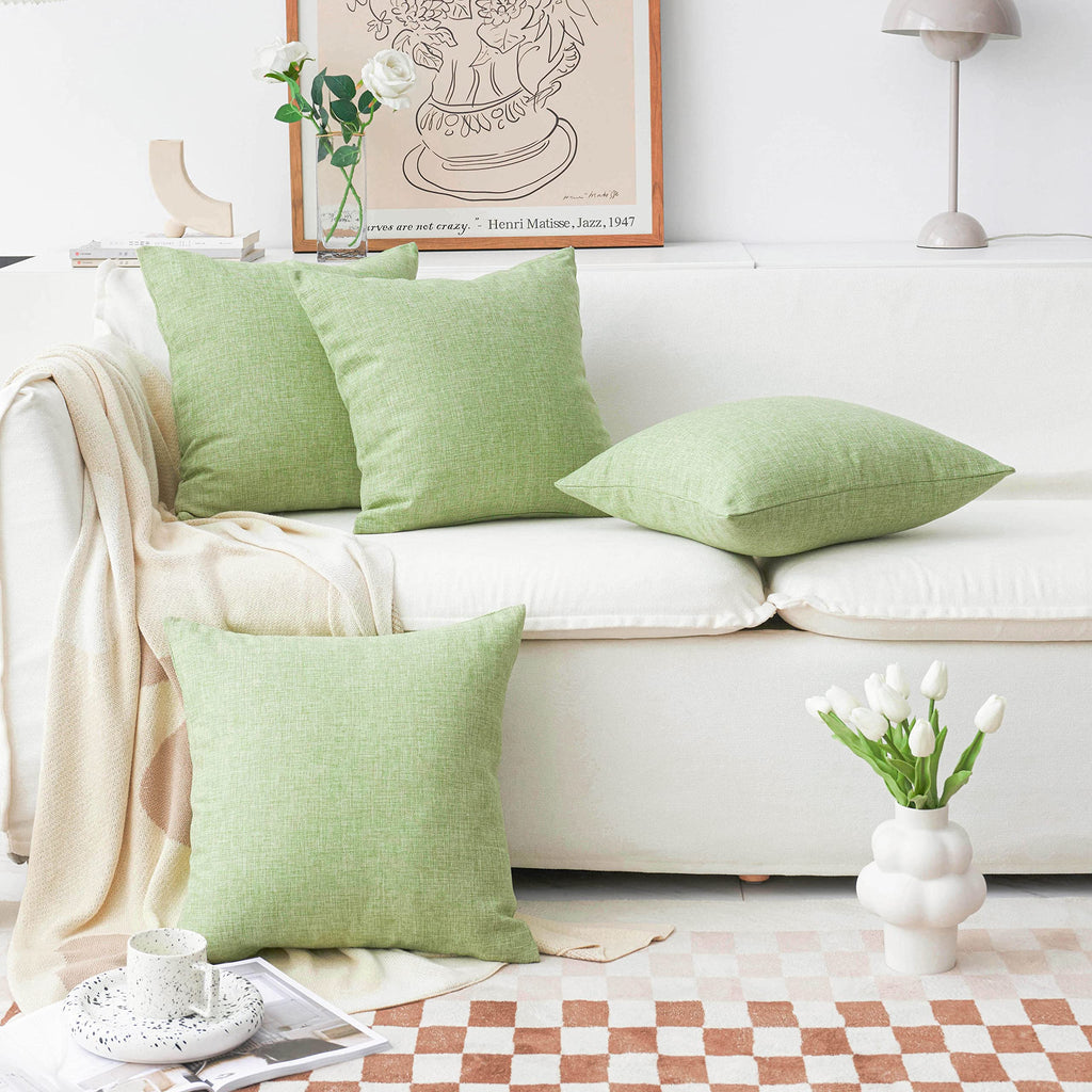 Home Brilliant 24X24 Pillow Covers Sage Decorative Pillows For Bed Burlap Solid Linen Euro Sham Covers Sage Cushion Covers For B