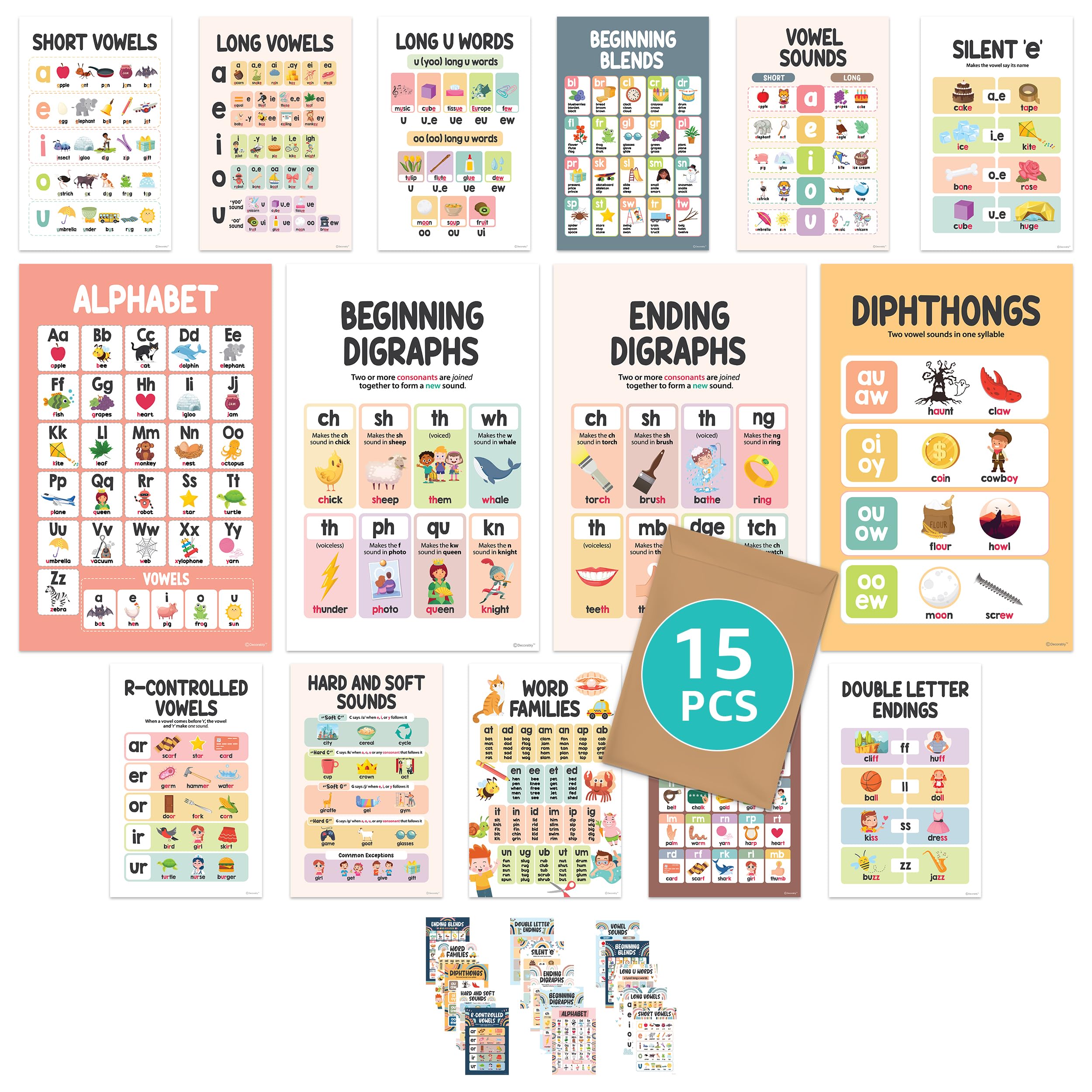 15 Phonics Posters For Classroom Elementary - 11X17In Sound Wall Classroom Phonics Poster, Vowel Posters For Classroom, Vowel So