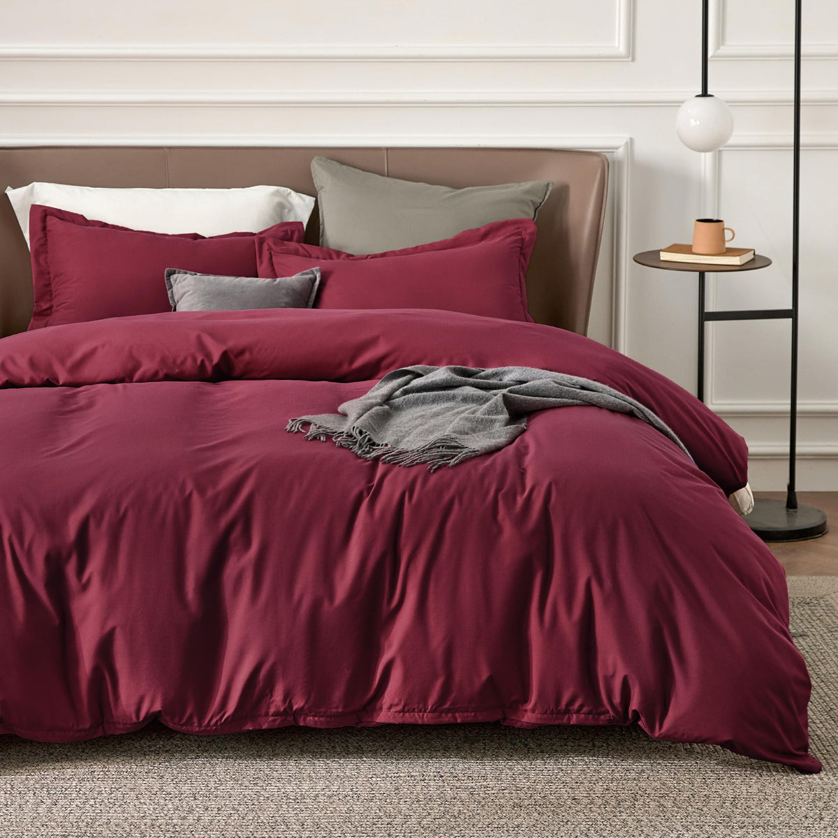 Bedsure Burgundy Duvet Cover King Size - Soft Double Brushed Duvet Cover For Kids With Zipper Closure, 3 Pieces, Includes 1 Duve