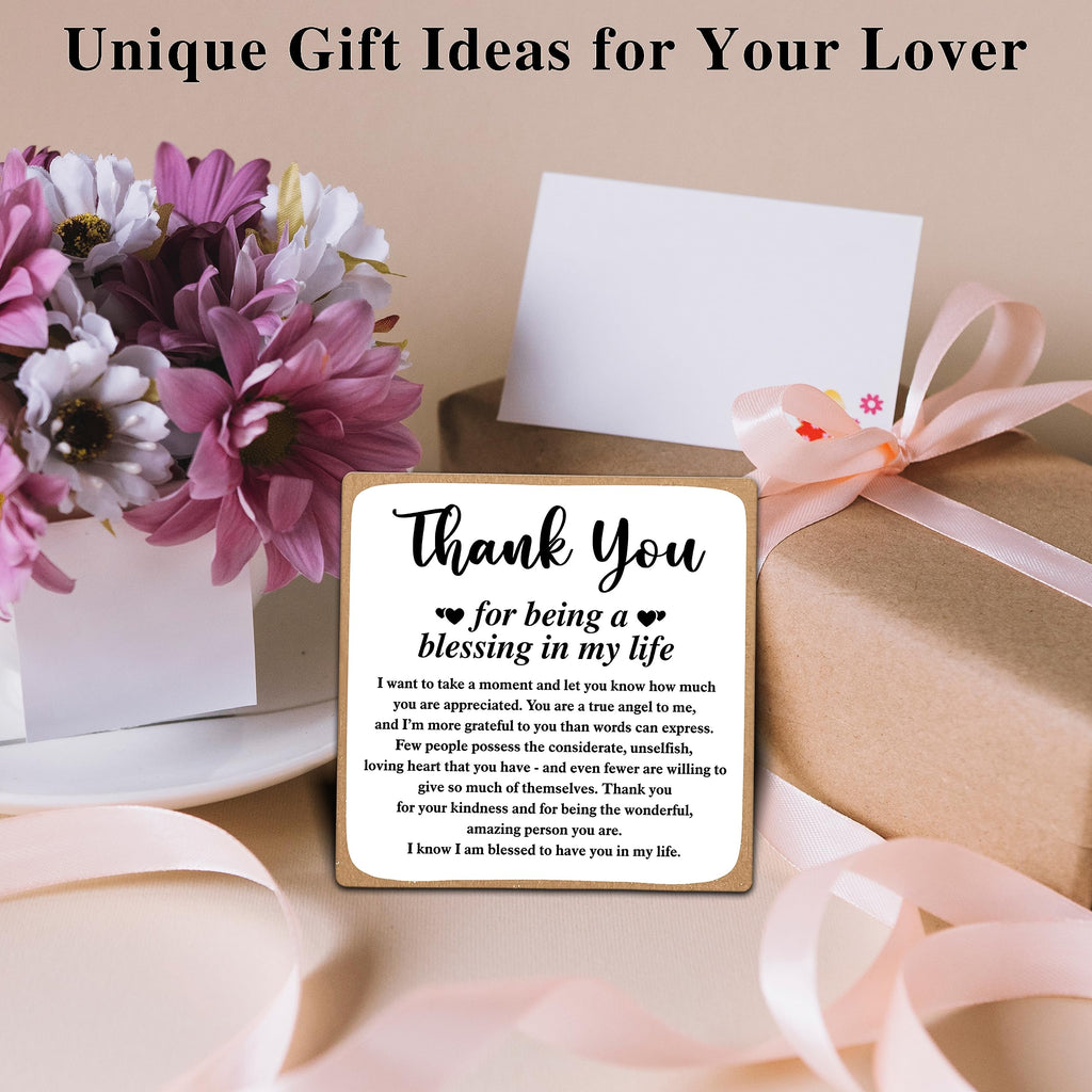 ONTDOM Wooden Plaque with Stand, "Thank You for Being A Blessing" Desk Decor, Multicolor