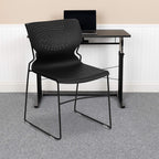 Flash Furniture HERCULES Series 661 lb. Capacity Black Full Back Stack Chair with Black Powder Coated Frame