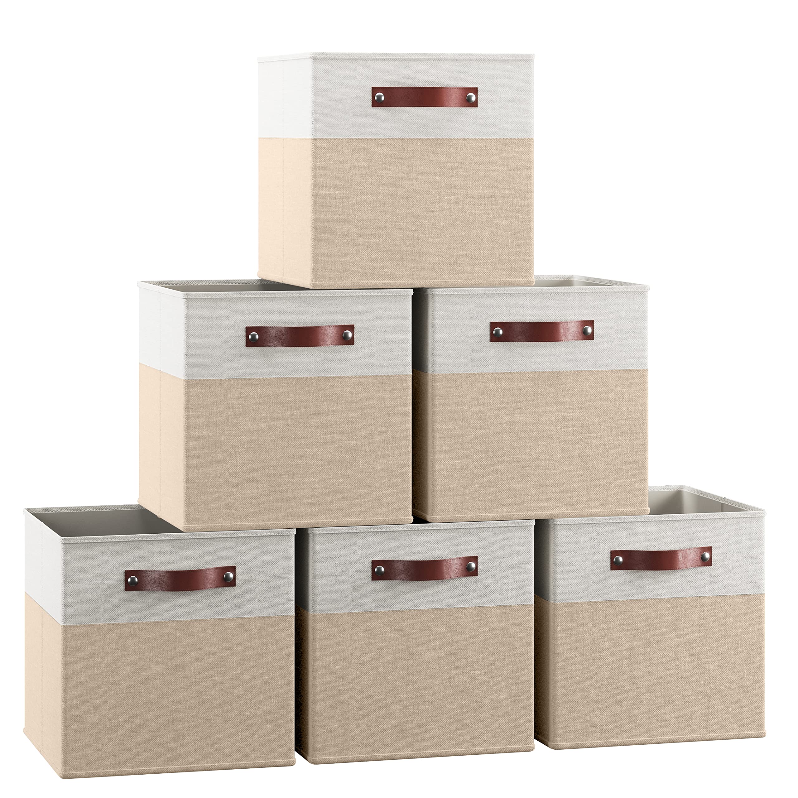 Ornavo Home 11 x 11 Storage Cube Bins, Foldable Collapsible Fabric Storage Bins Box Linen Shelf Basket Cube Organizer for Closet