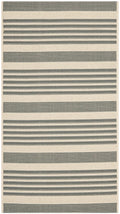 SAFAVIEH Courtyard Collection Accent Rug - 2 x 37, Grey & Bone, Stripe Design, Non-Shedding & Easy Care, Indoor/Outdoor & Was