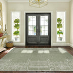 NICETOWN Green Area Rug Thin Washable - 6x9 Boho Vintage Non-Slip Entryway Rug Oriental Medallion Living Room Rug Entrance Mat C