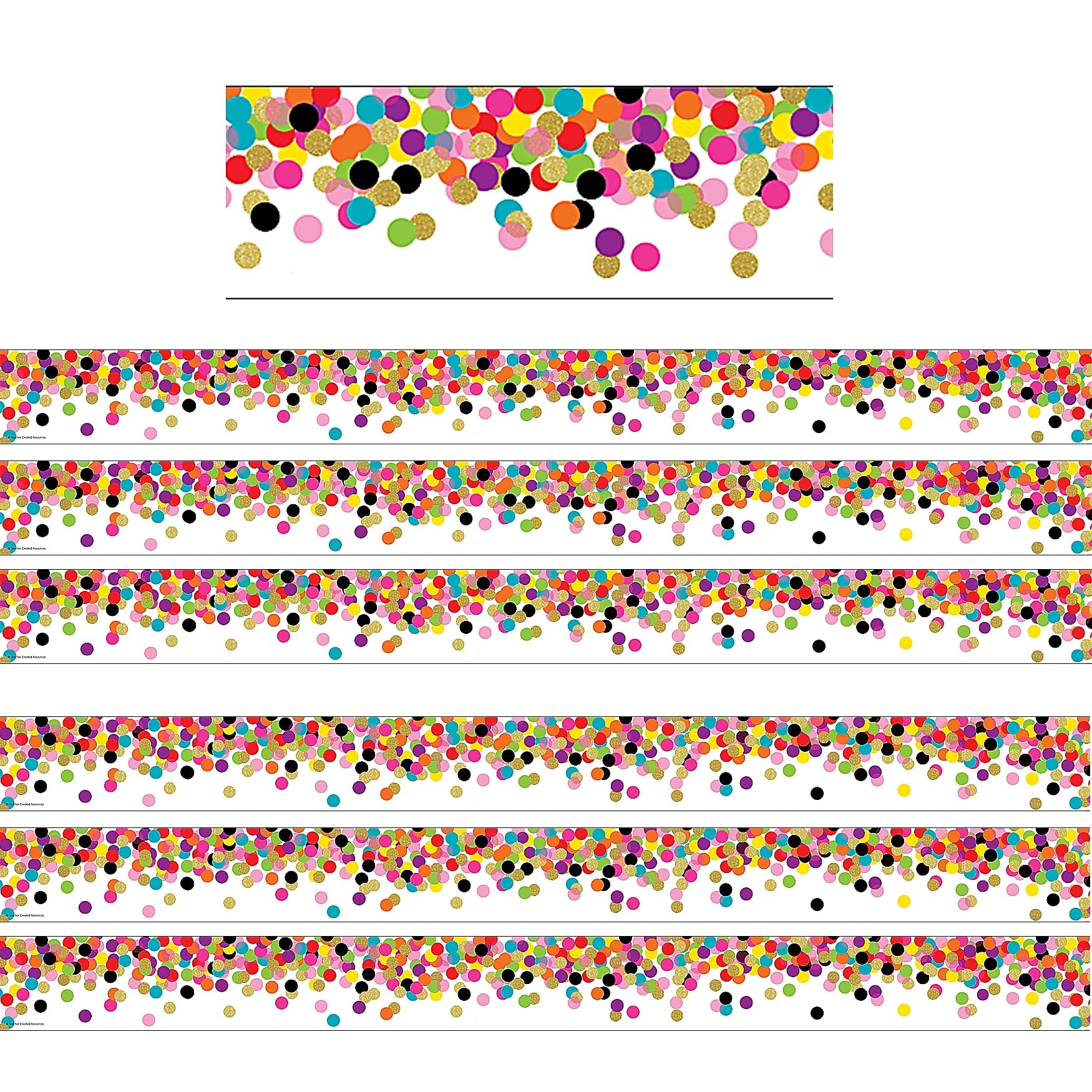 Teacher Created Resources Tcr5609-6 Confetti Straight Border Trim, 6 Packs