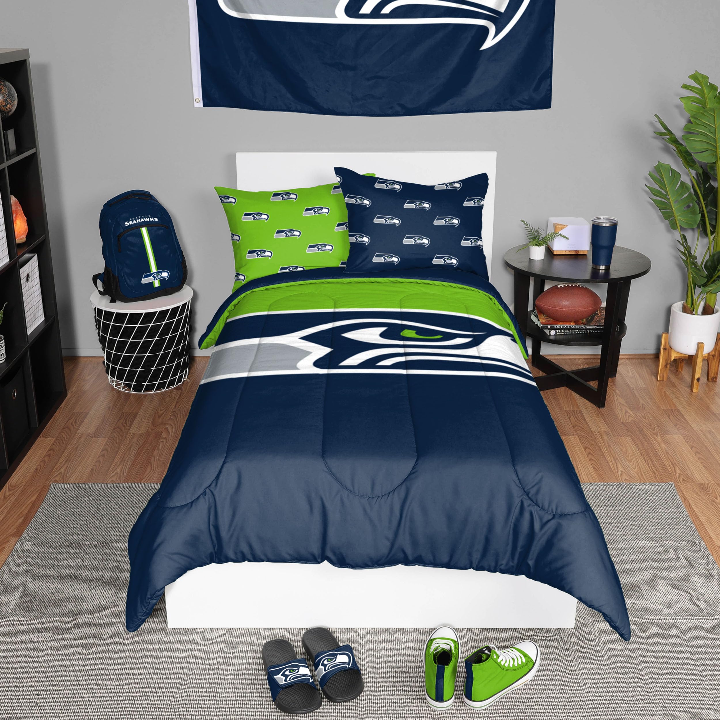 Foco Seattle Seahawks Nfl Team Color Bed In A Bag Comforter Bedding 3 Piece Twin Set