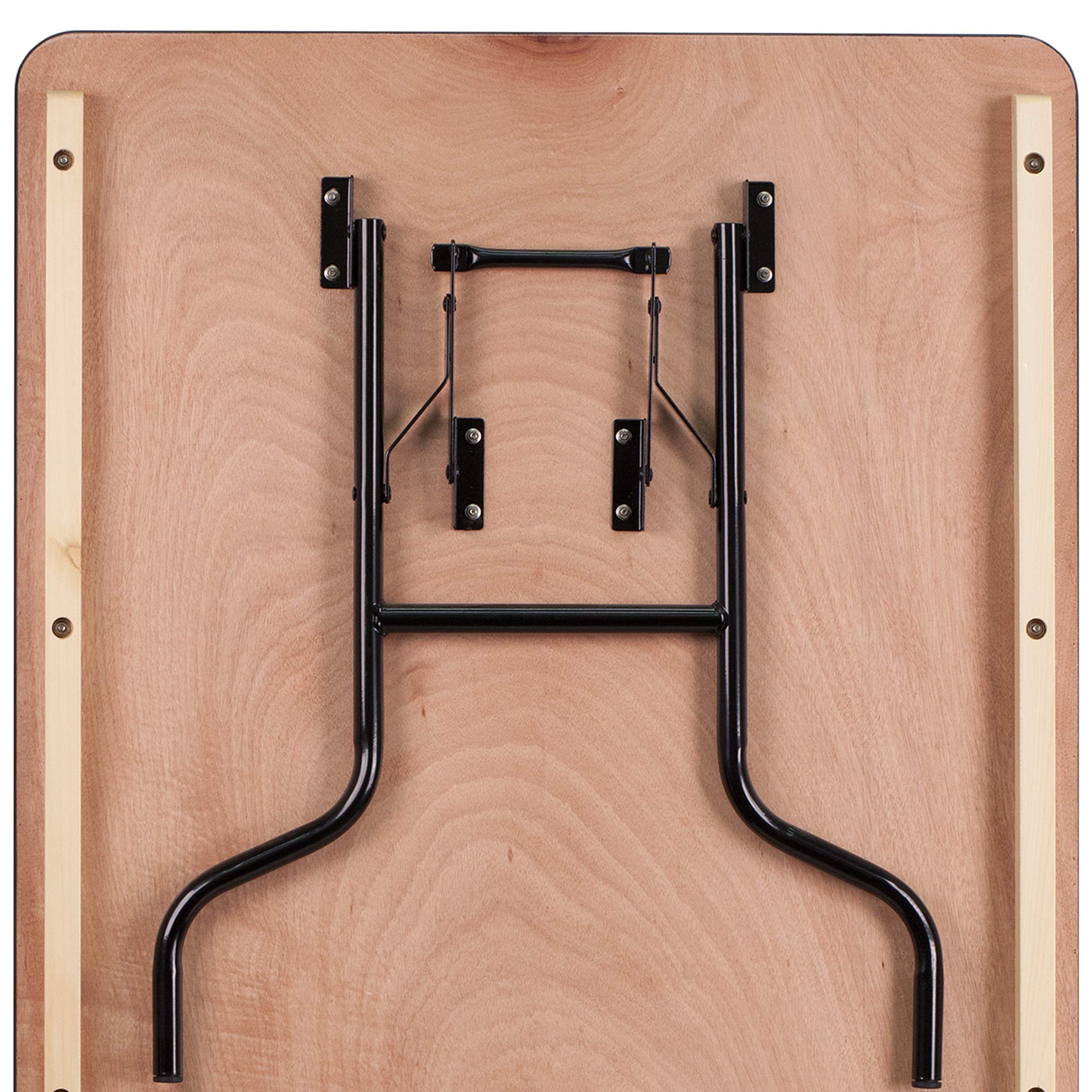 Flash Furniture Fielder 6' Rectangular All-Occasion Wood Folding Event Table, Foldable Portable Banquet Table with Wooden Top, Natural/Black