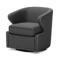 Baxton Studio Finley Mid Century Modern Fabric Upholstered Swivel Armchair, Grey