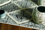 HomeRoots 3' X 5' Charcoal Diamonds Area Rug with Fringe