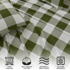 4 Piece 100% Turkish Cotton California King Green Printed Flannel Sheets Set | Deep Pocket, Soft Sheets | Warm, Double Brushed B