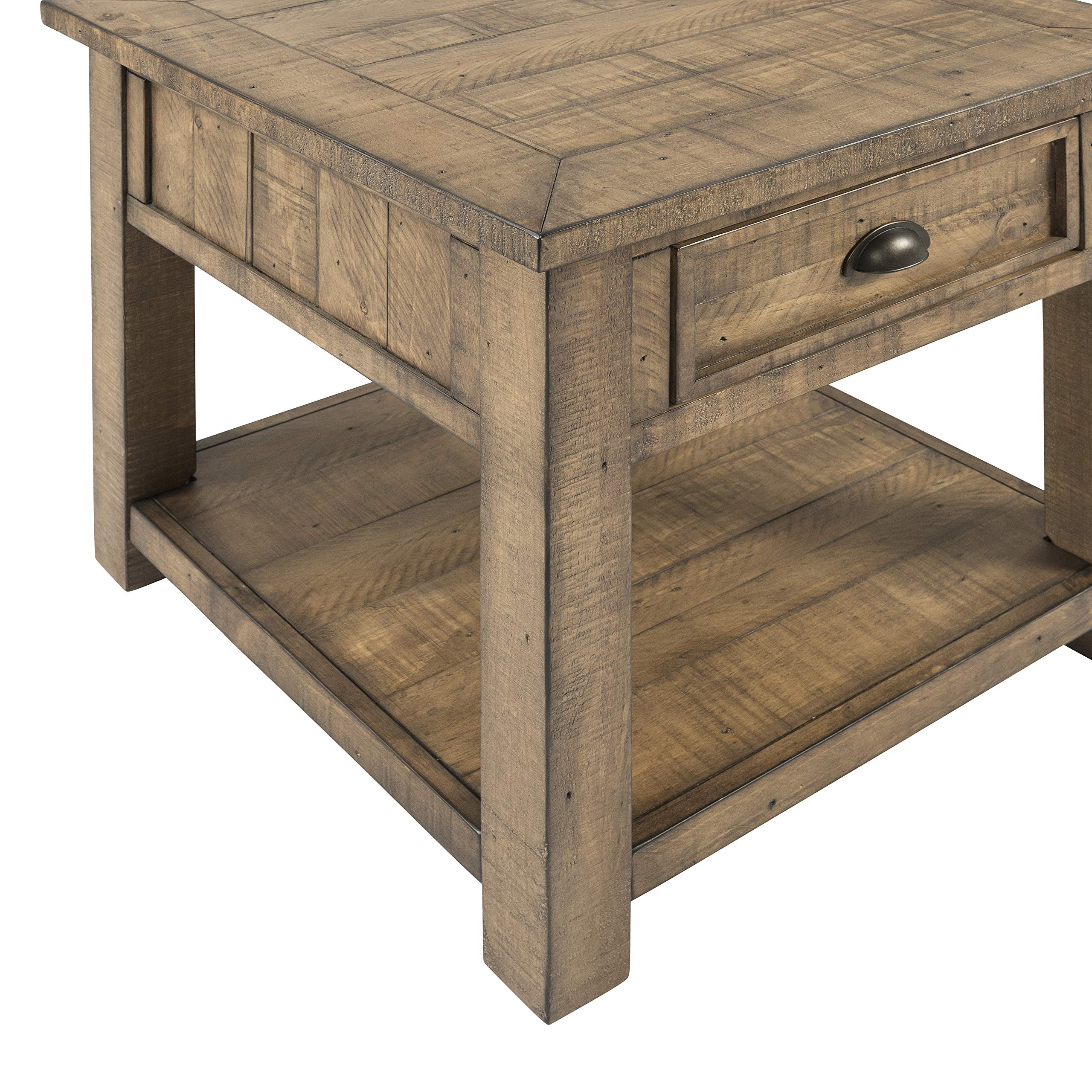 Martin Svensson Home Monterey End Table - Reclaimed Natural Wood Finish- Coastal Style - With Shelf And Cabinet For Storage