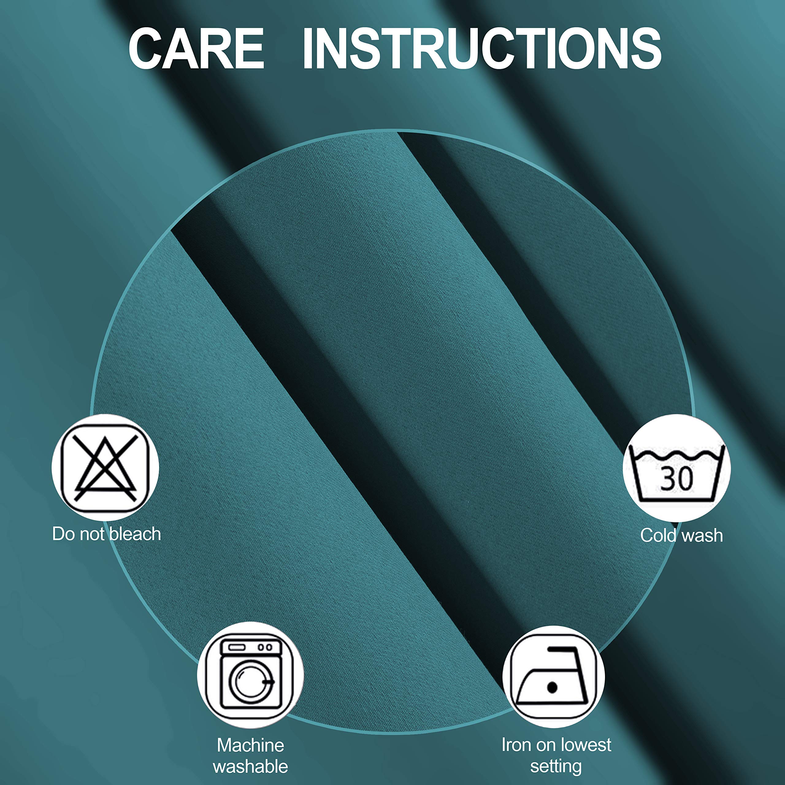 Lemomo 100% Blackout Curtains 52 X 63 Inch/Sea Teal Curtains 2 Panels With Black Lining Room Darkening Thermal Insulated Bedroom