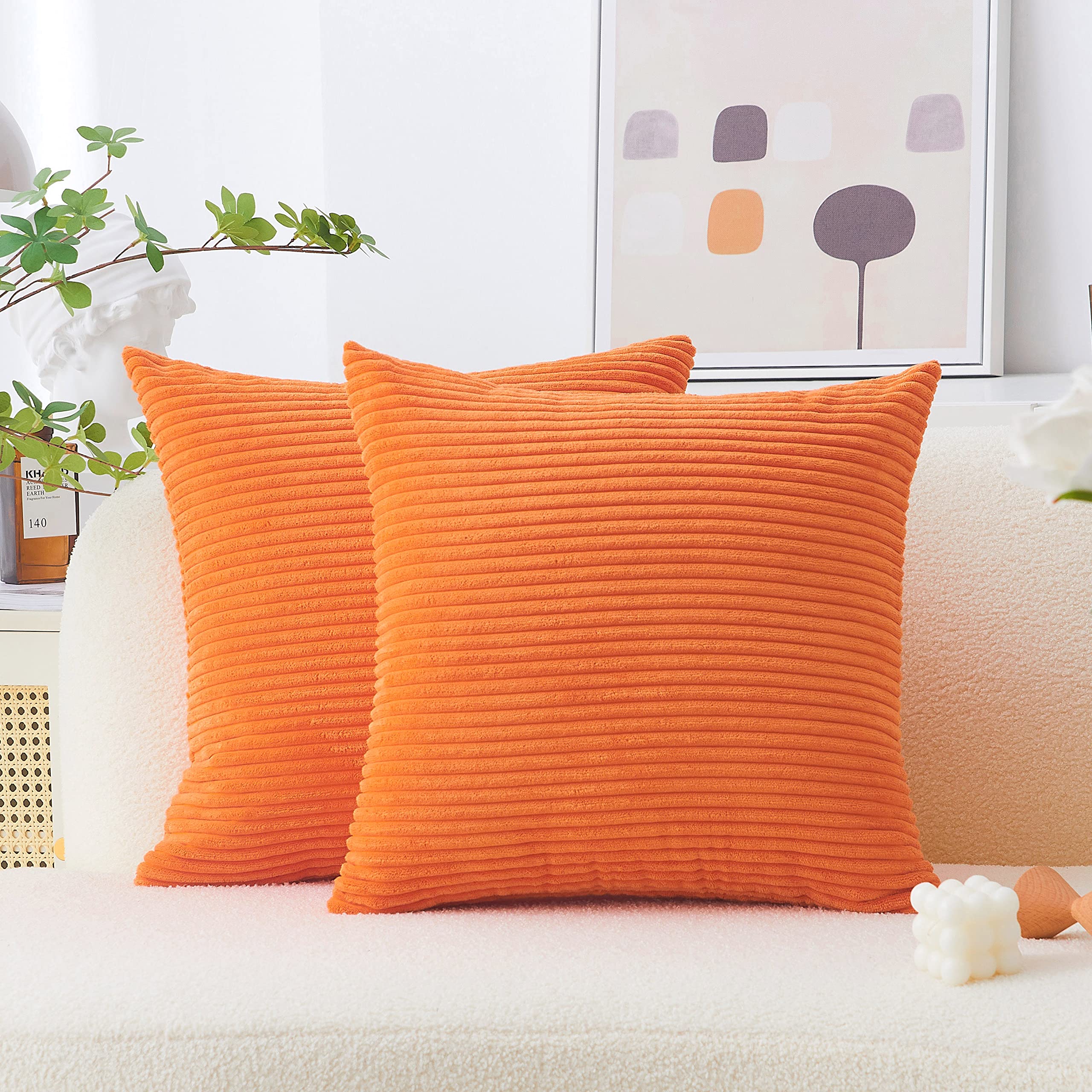 Home Brilliant Solid Accent Burnt Orange Pillow Cases Solid Decorated Square Set Of 2 Toss Pillowcases For Couch Lady Party Gift