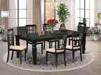 East West Furniture LGNI7-BLK-C 7 Piece Kitchen Table Set Consist of a Rectangle Dining Table with Butterfly Leaf and 6 Linen Fabric Dining Room Chairs, 42x84 Inch, Black