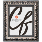 Craig Frames Bravado Ornate, 4x9 Picture Frame, Antique Silver