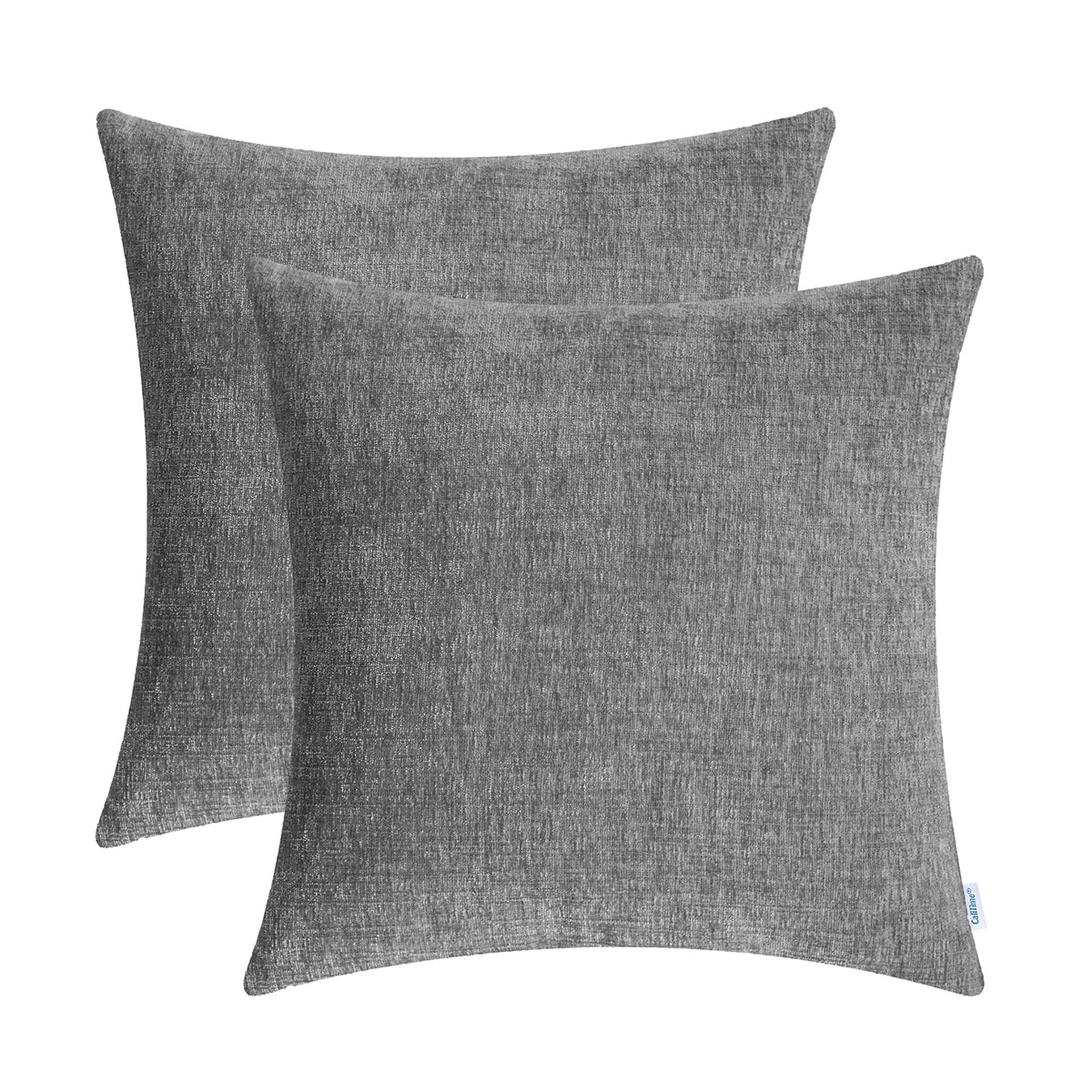 Calitime Pack Of 2 Cozy Throw Pillow Covers Cases For Couch Sofa Home Decoration Solid Dyed Soft Chenille 24 X 24 Inches Medium