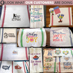 Aunti Em's Kitchen 13-Pack Dish Towels Set - Super Absorbent 100% Cotton, Zero-Lint, Red, Green & Blue Stripes, 25.5 x 15