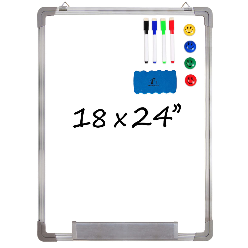 Whiteboard Set - Dry Erase Board 18 X 24 In With 1 Magnetic Dry Eraser, 4 Drywipe Markers And 4 Magnets - Small White Hanging Me