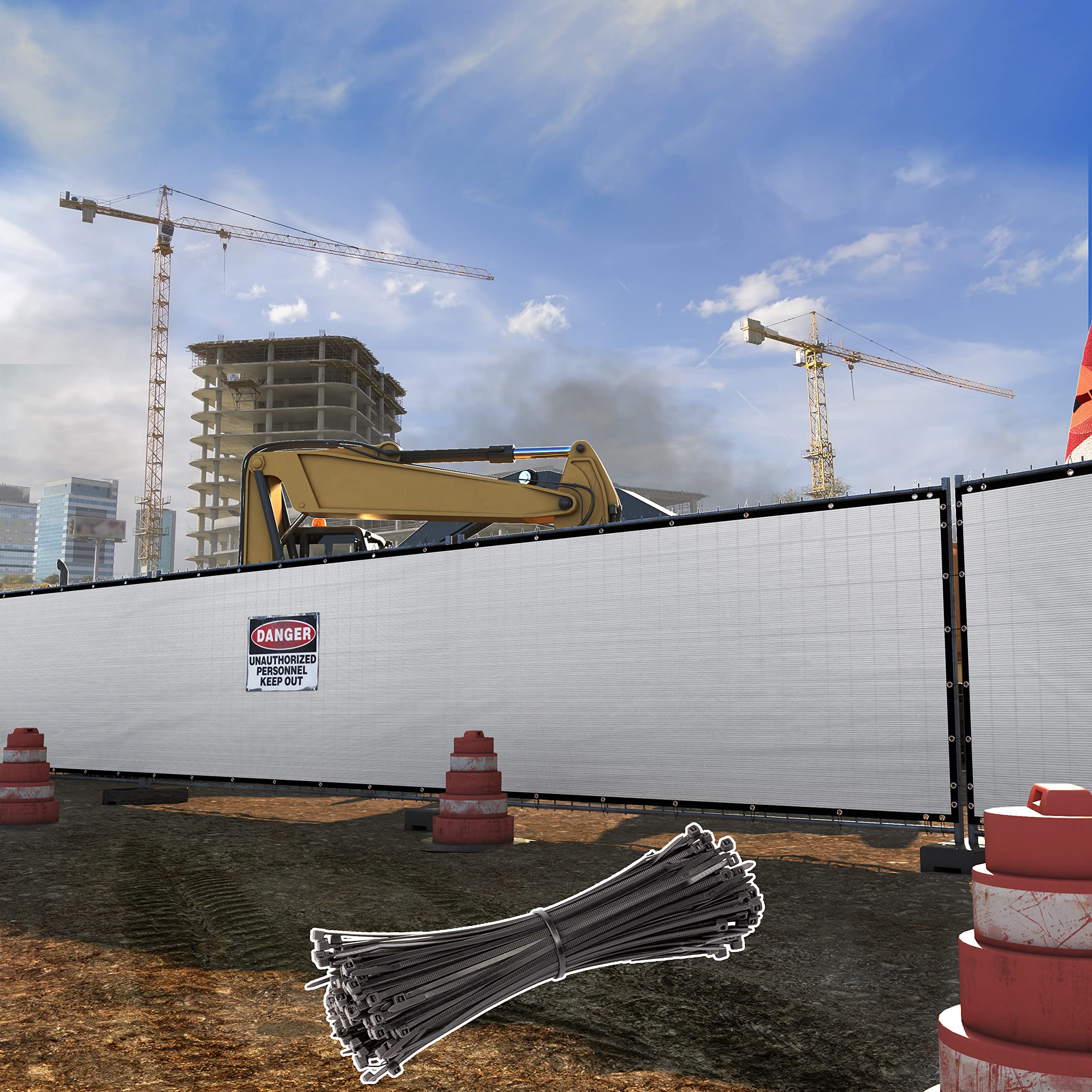 Shademart 6' X 186' White Fence Privacy Screen Windscreen Shade Fabric Cloth Hdpe, 90% Visibility Blockage, With Grommets, Heavy