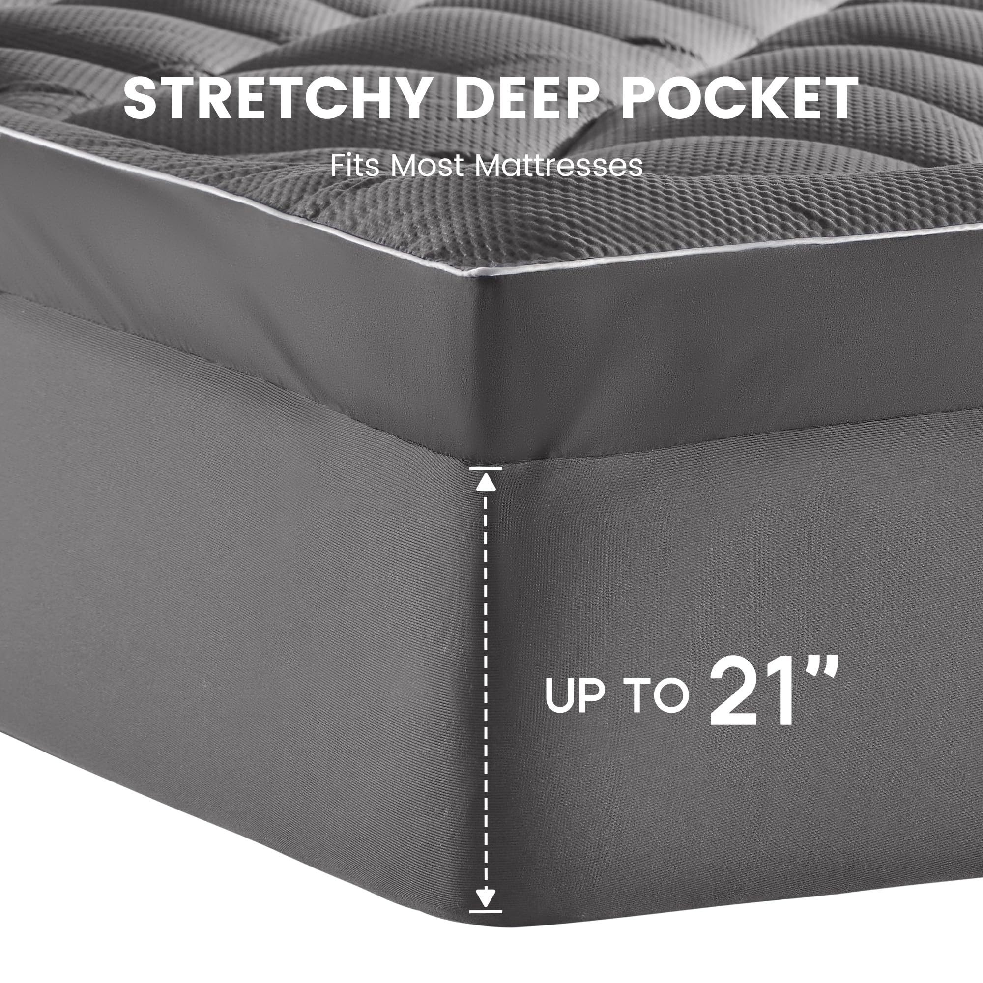 Sleep Zone Extra Thick Twin Mattress Topper For Back Pain, Plush Breathable Thick Mattress Pad Cover, Down Alternative Soft Bed Topper With Elastic Fitted Deep Pocket
