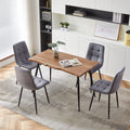 Nordicana 5-Piece Dining Table Set, 47 In Modern Irregular Rectangle Kitchen Table & 4 Grey Velvet Upholstery Side Chairs, Metal