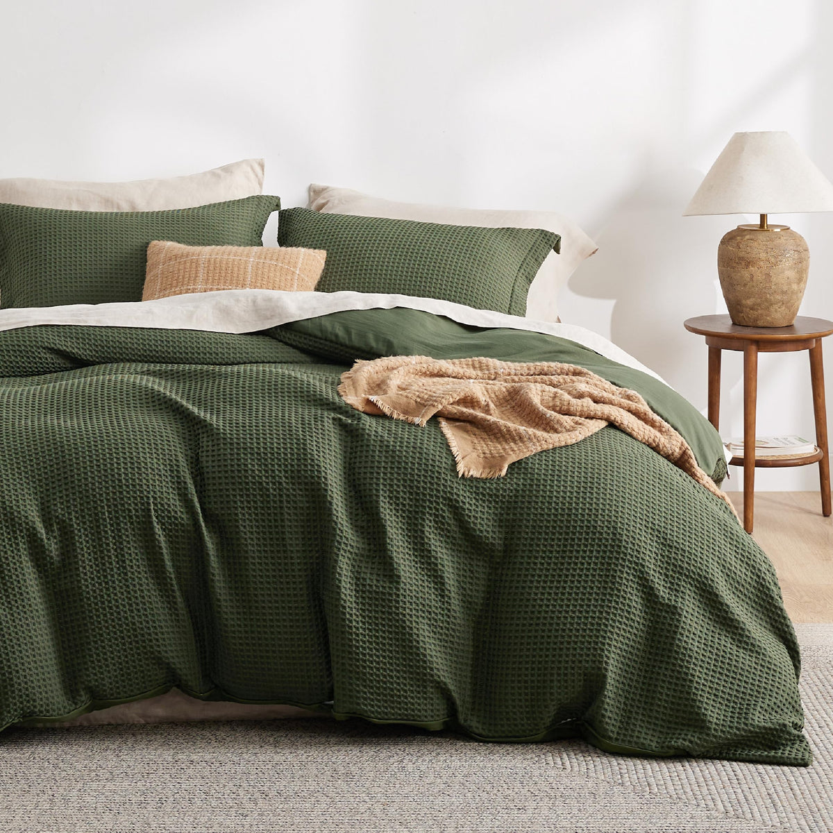 Bedsure Luxury Waffle Duvet Cover Queen Size - Textured Duvet Cover Set, Soft, Breathable Bedding Set (90'X90') With 2 Pillow