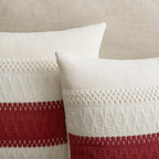 Zeemart 2 Packs Cotton Boho Christmas Pillow Covers 20X20 Inch Contrast/Red, Soft Farmhouse Decorative Couch Pillow Cases Red Cushion Covers For Sofa Bed Living Room Home Decor