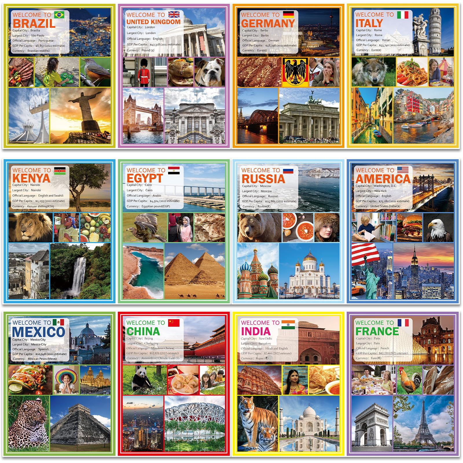 12 Pcs Cultures Around The World Posters Multicultural And Diversity Classroom Decorations Study Materials For Teachers Middle S