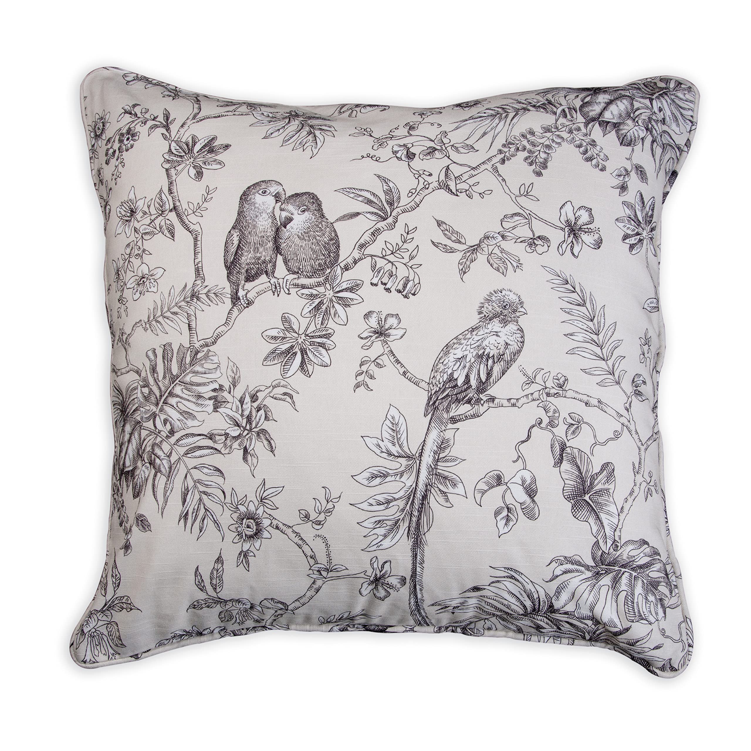 Maison D' Hermine Jouy Paradis - Grey 100% Cotton Decorative Pillow Cover For Couch Sofa Cushion Covers Bedroom Home Living Room