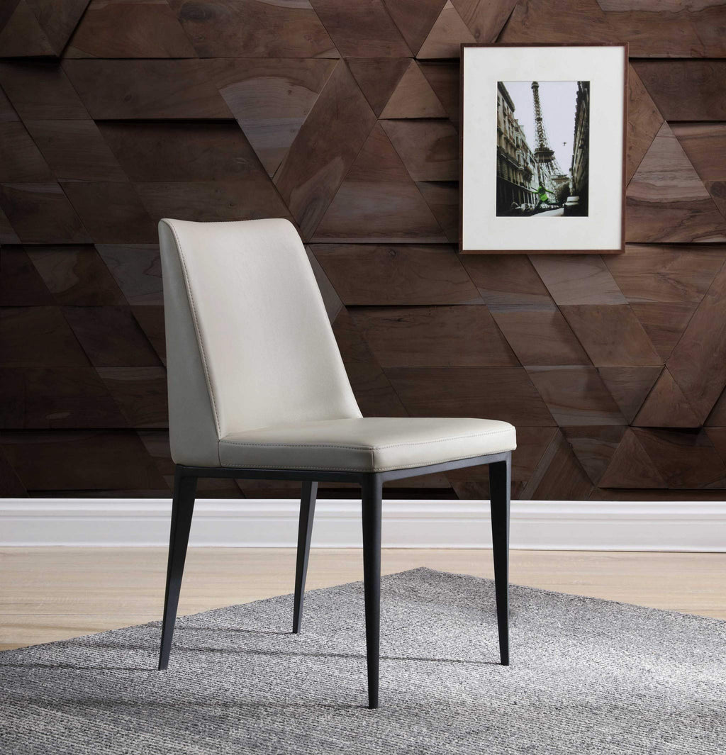 HomeRoots Set of 2 Light Grey Faux Leather and Metal Dining Chairs