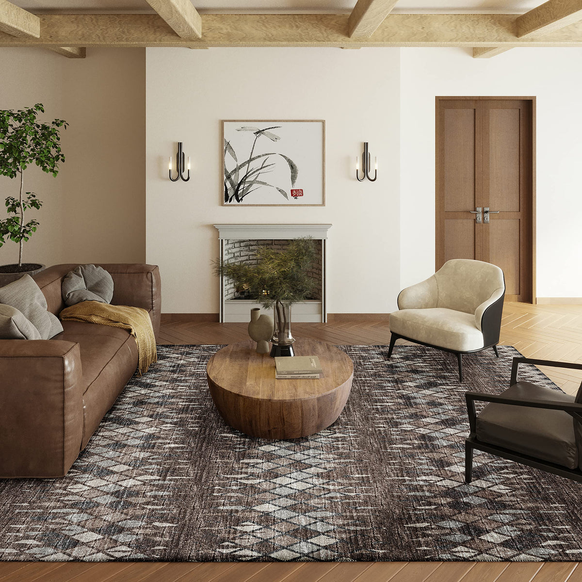 Addison Rugs Rylee Ary35 Brown Washable 9' X 12' Indoor Outdoor Area Rug, Easy Clean, Machine Washable, Non Shedding, Bedroom, Entry, Living Room, Dining Room, Kitchen, Patio Rug