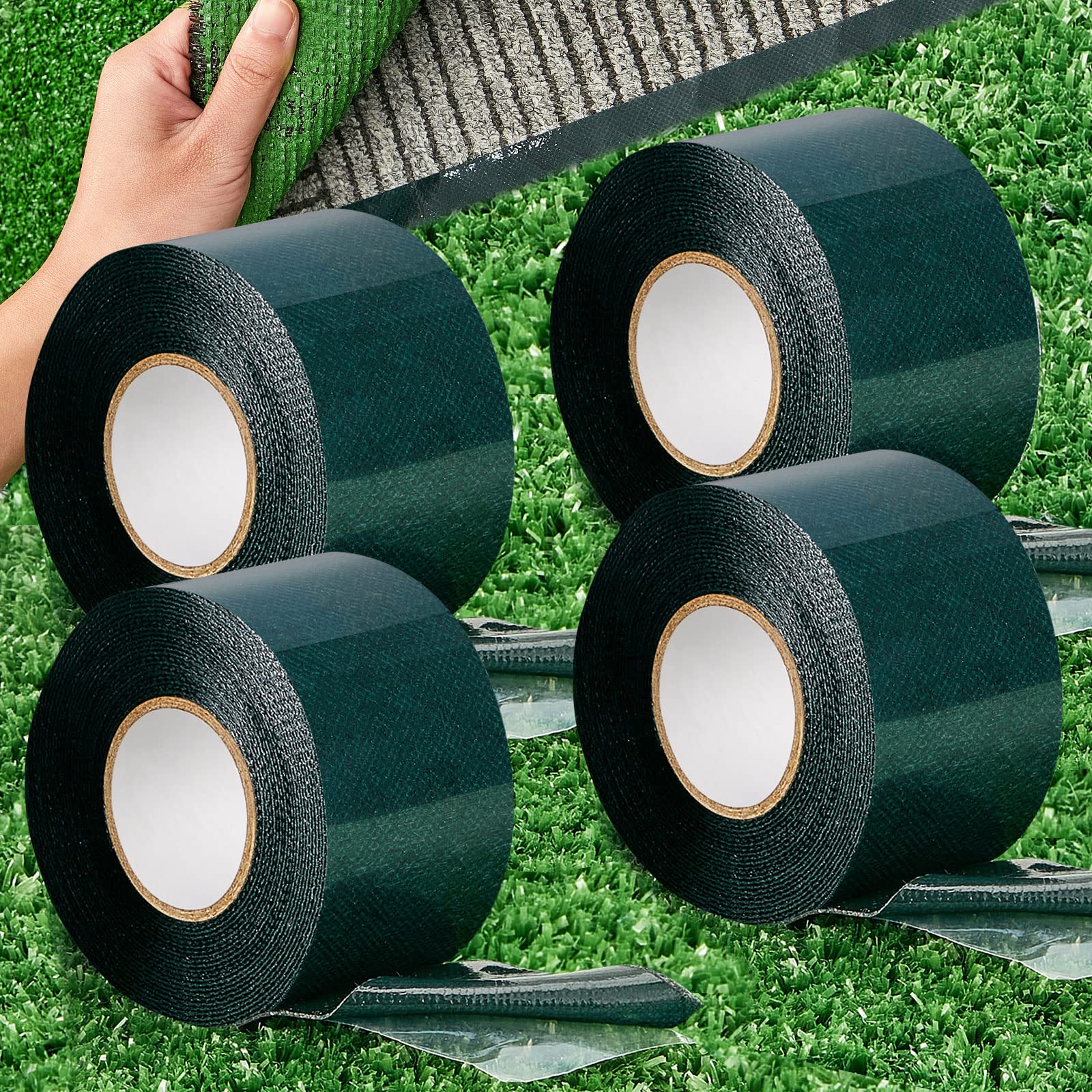 4 Rolls 2 In X 16.5 Ft Double Sided Turf Tape Artificial Grass Tape Self Adhesive Grass Rug Tape Artificial Turf Tape For Lawn G