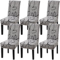 Fuloon Chair Covers For Dining Room 6 Pack, Solid Stretch Dining Chair Covers, Washable Kitchen Slip Covers, Parson Chair Covers Set Of 6 (Gray Lotus, 6 Pack)