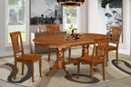 East West Furniture PLAV5-SBR-W 5 Piece Kitchen Table Set for 4 Includes an Oval Dining Table with Butterfly Leaf and 4 Dining Room Chairs, 42x78 Inch, Saddle Brown