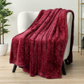 Pavilia Sherpa Throw Blanket For Couch Sofa, Wine Red Fluffy Warm Plush Blanket For Bed, Cozy Super Soft Lightweight Throw, Fuzz