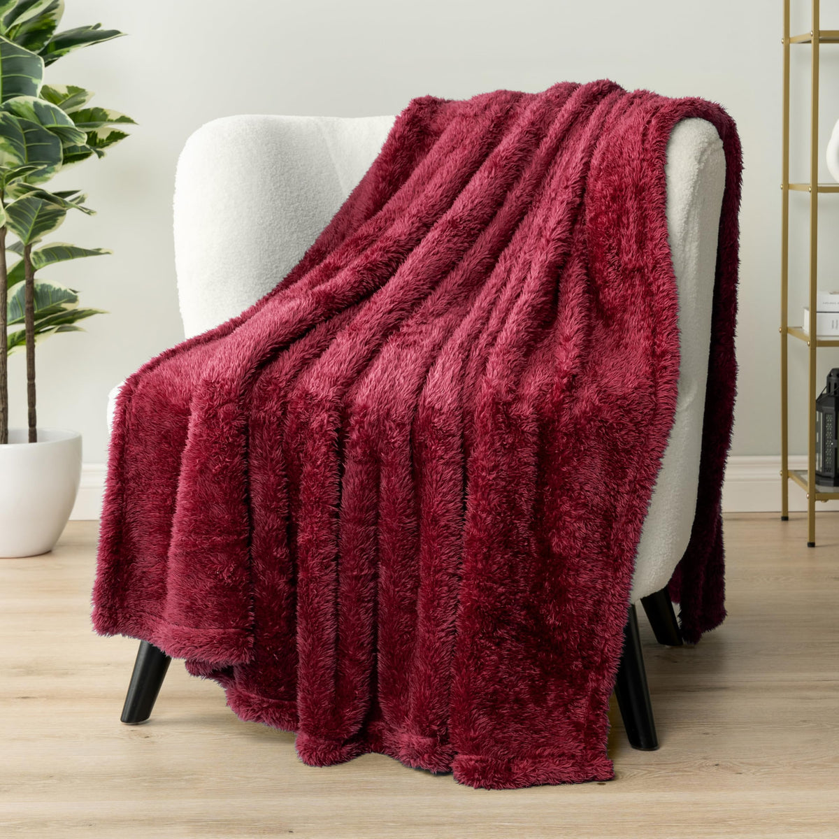 Pavilia Sherpa Throw Blanket For Couch Sofa, Wine Red Fluffy Warm Plush Blanket For Bed, Cozy Super Soft Lightweight Throw, Fuzz