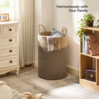 Nunsino 75L Laundry Hamper Basket,Baby Nursery Woven Storage Basket For Toys Bin,Pillows,Blankets,Clothes,Dark&Brown