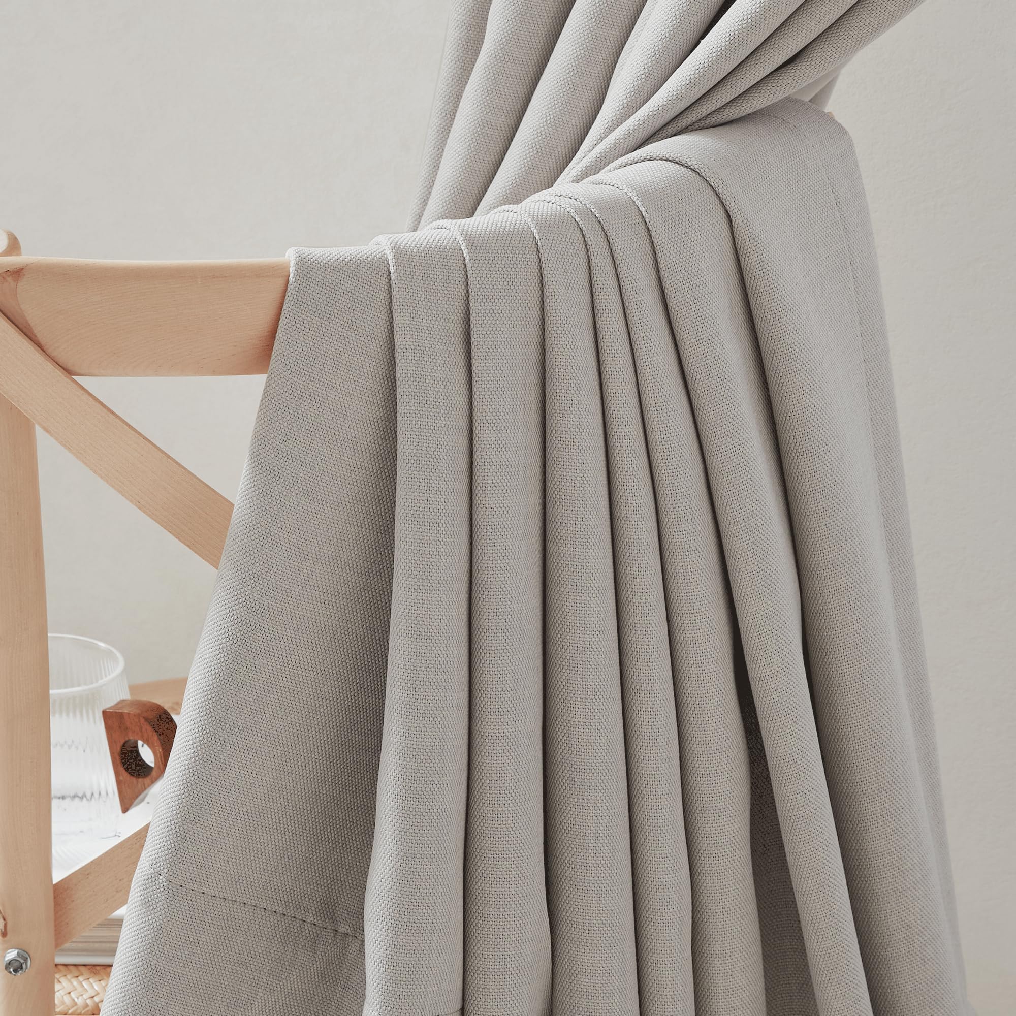 Nicetown Faux Linen Curtains 96 Inches Long, Pinch Pleated Curtains Room Darkening Window Drapes Thermal Insulated Light/Noise B