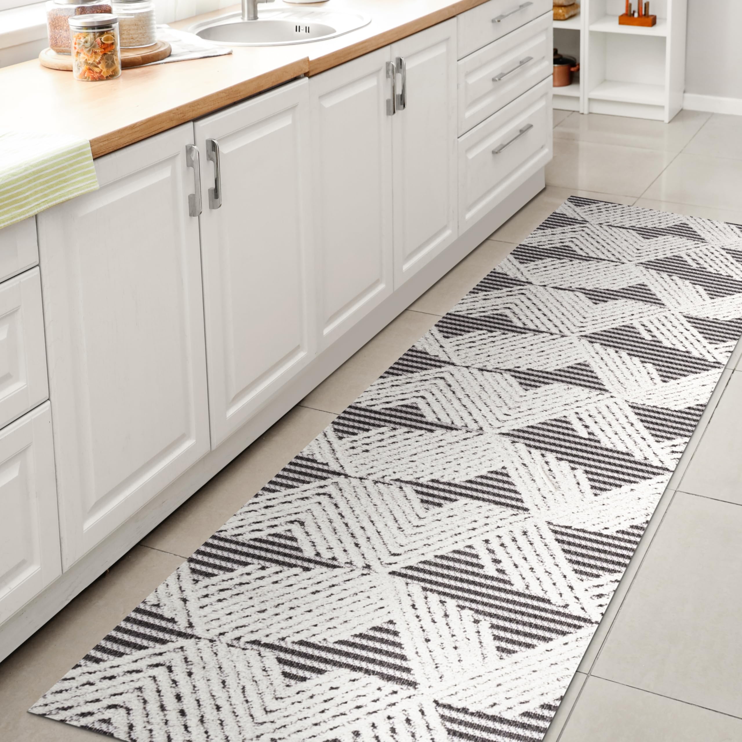 Jonathan Y Sbh106A-210 Jazz High-Low Pile Art Deco Geometric Indoor Outdoor Area Rug, Bohemian, Casual, Contemporary Easy Cleani