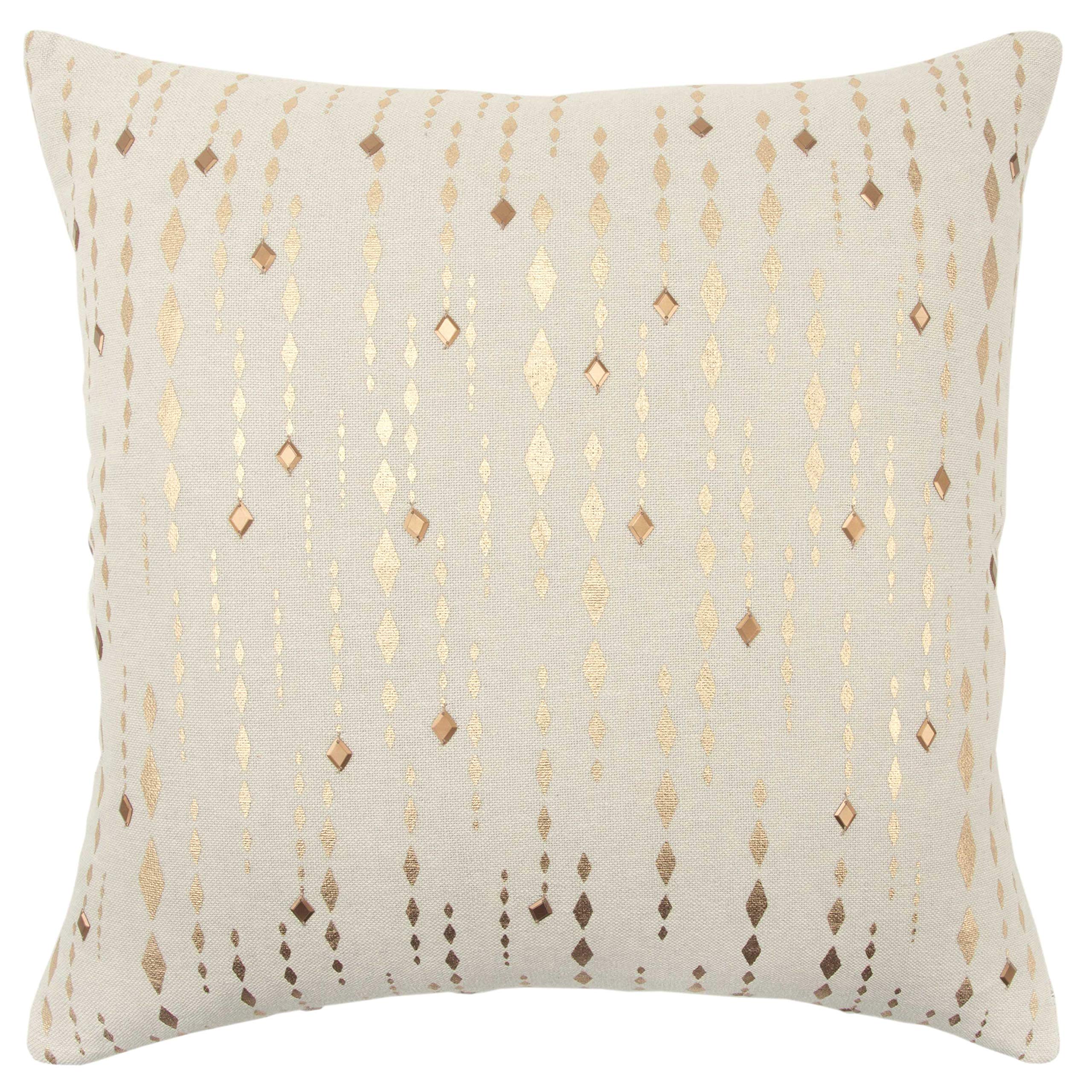 Rizzy Home T13895 Decorative Pillow, 20" x 20", Gold/Beige