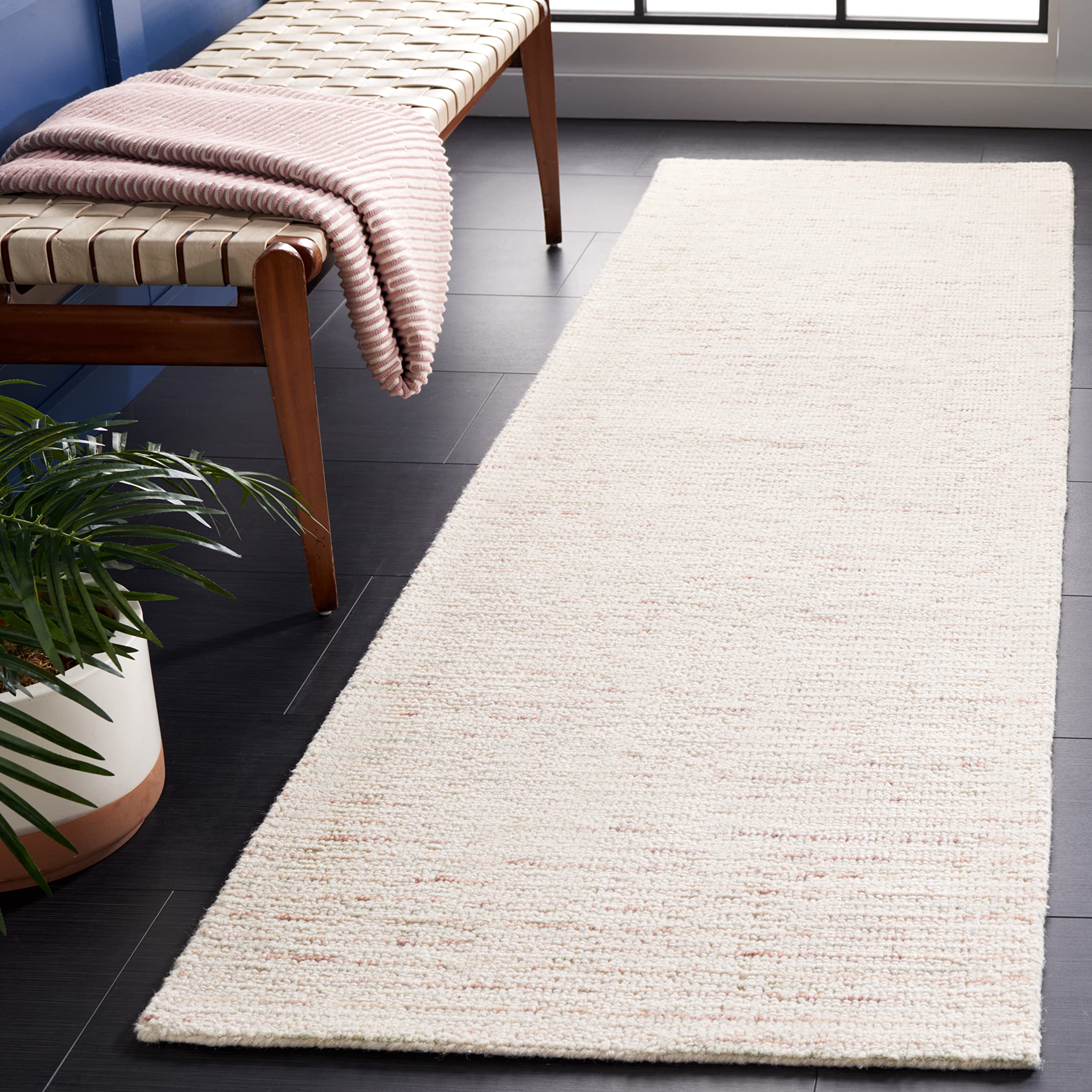 SAFAVIEH Abstract Collection Runner Rug - 2'3'' x 8', Ivory & Brown, Handmade Wool, Ideal for High Traffic Areas in Living Room,