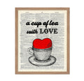 Poster Master Dictionary Art Poster - Retro You Are My Cup Of Tea Print - Read Heart in Teacup Art - Romantic Gift for Him, Her,