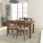 Flash Furniture HERCULES Series 7' x 40'' Antique Rustic Folding Farm Table Set with 4 Cross Back Chairs and Cushions