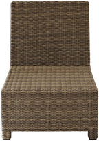Crosley Furniture Bradenton Armless Outdoor Sectional Chair, Wicker Patio Chairs for Porch, Deck, Backyard, Brown with Sand Cushions