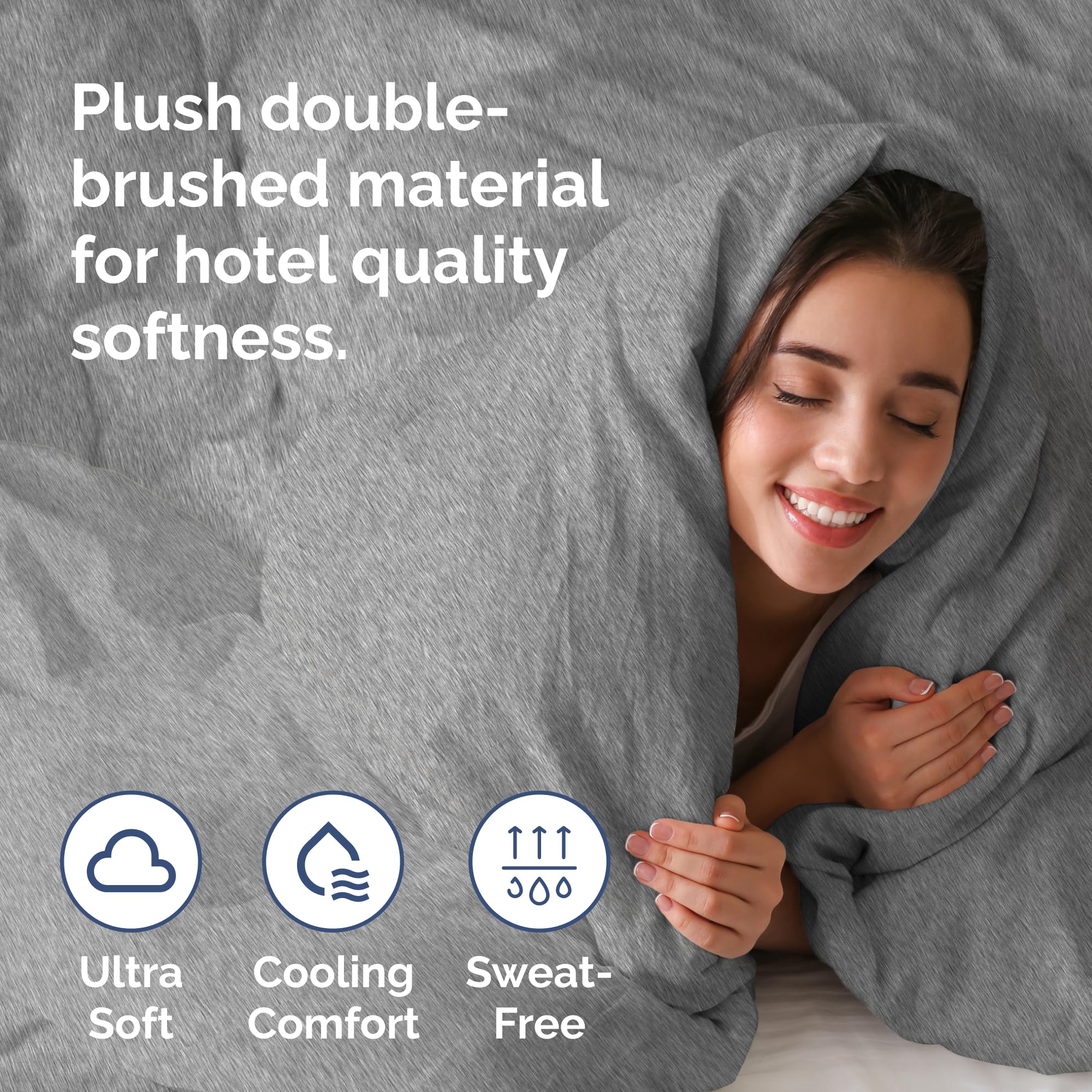 Duvet Cover Twin Size Set - Extra Soft Twin/Twin Xl Size Duvet Cover - 68' X 90' Twin Duvet Cover W/ 1 Pillow Sham - Easy Care & Fade Free - Comforter Cover W/ Zipper Closures & Ties (Heathered Grey)